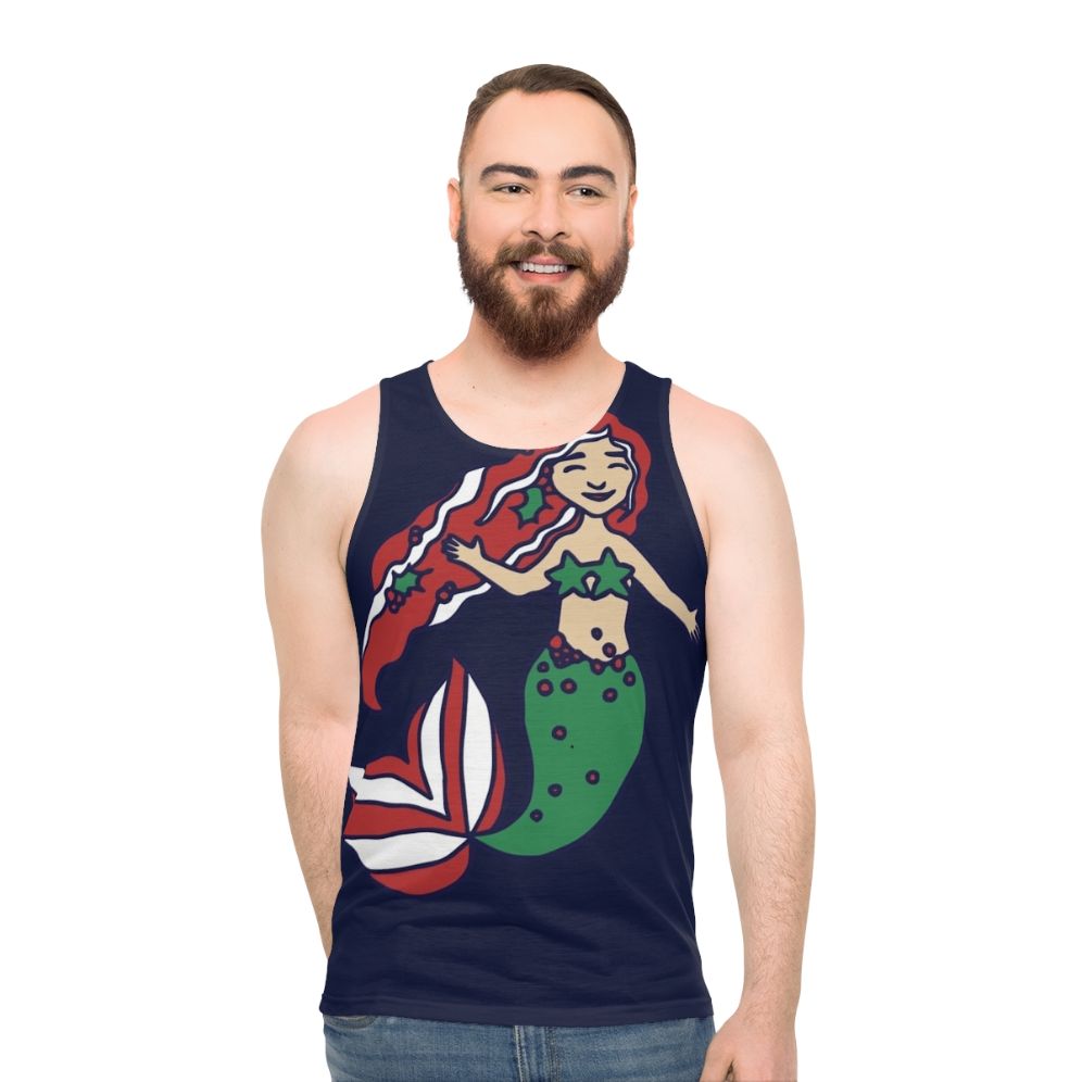 Christmas mermaid unisex tank top