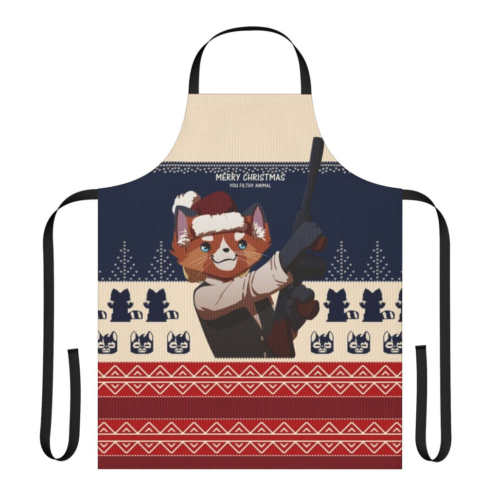 Christmas-themed apron featuring a "Merry Christmas You Filthy Animal" design inspired by the movie Home Alone.