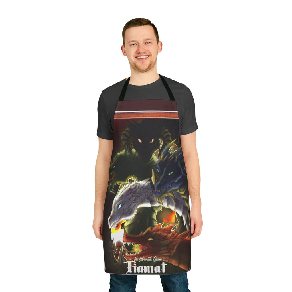 Tiamat the Chromatic Dragon themed apron with vibrant colors and dragon art design.