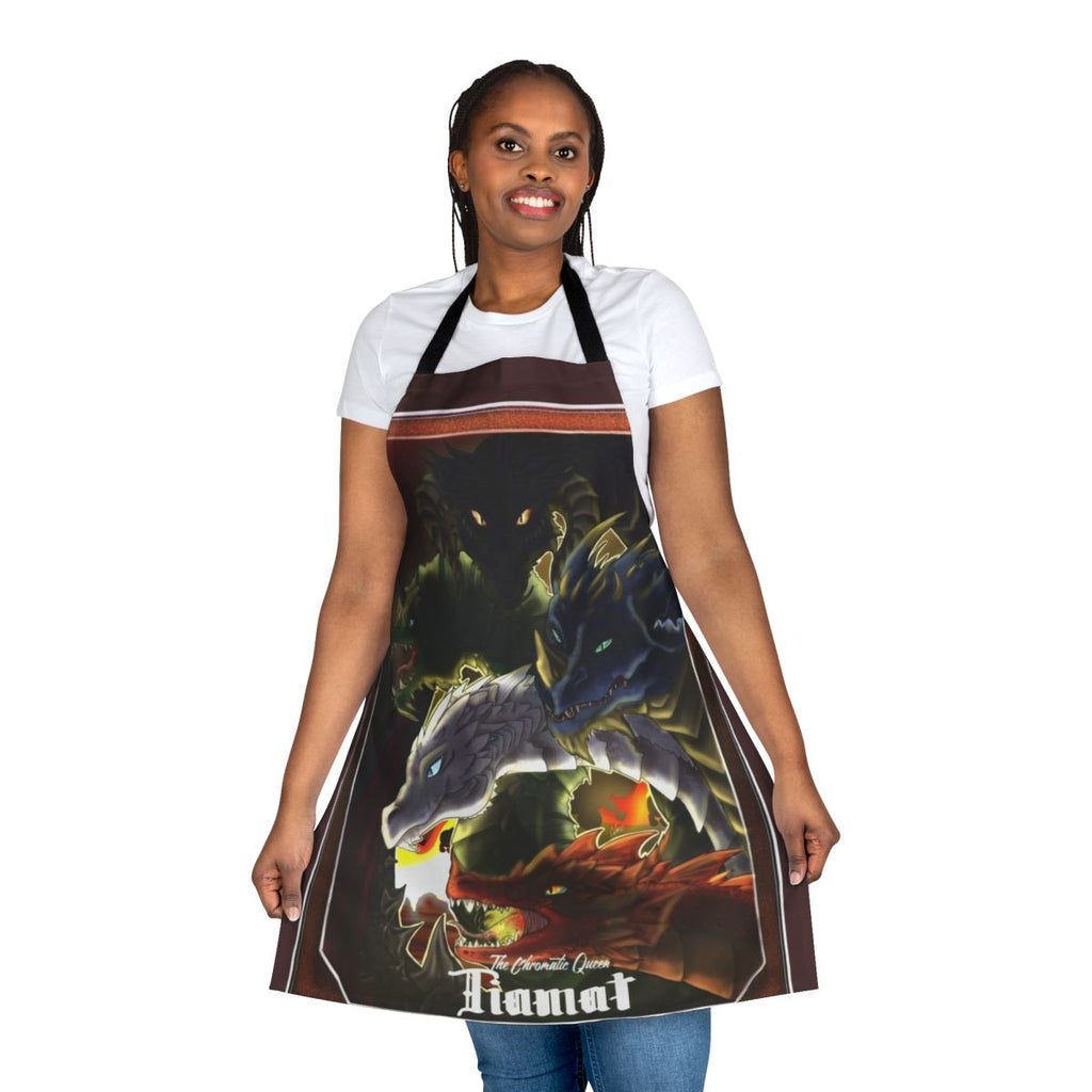 Tiamat the Chromatic Dragon themed apron with vibrant colors and dragon art design.