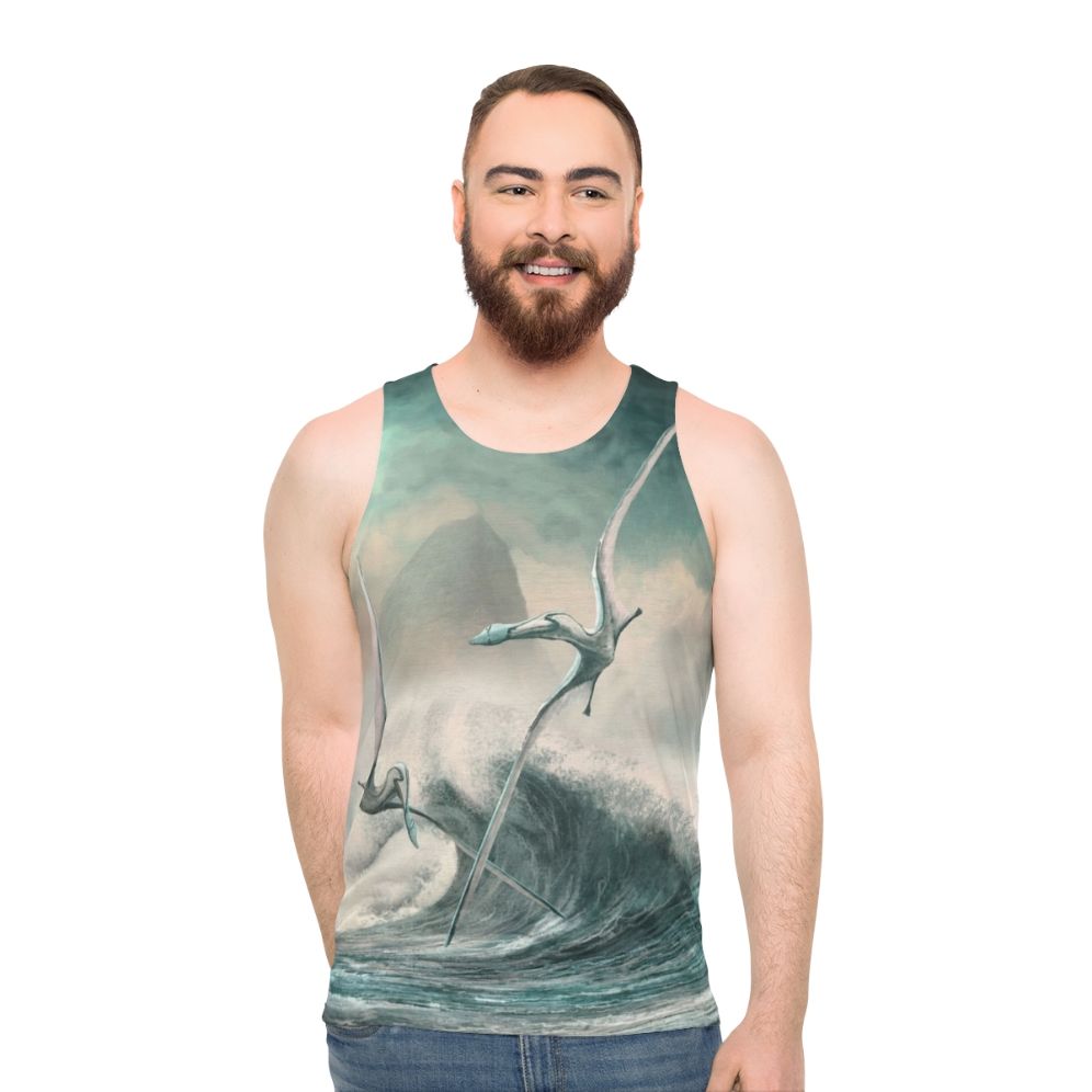 Cimoliopterus unisex tank top with paleoart illustration of prehistoric pterosaur