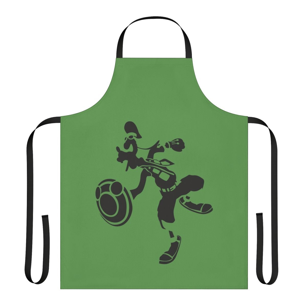 Goofy-themed apron with cinematic and video game design elements