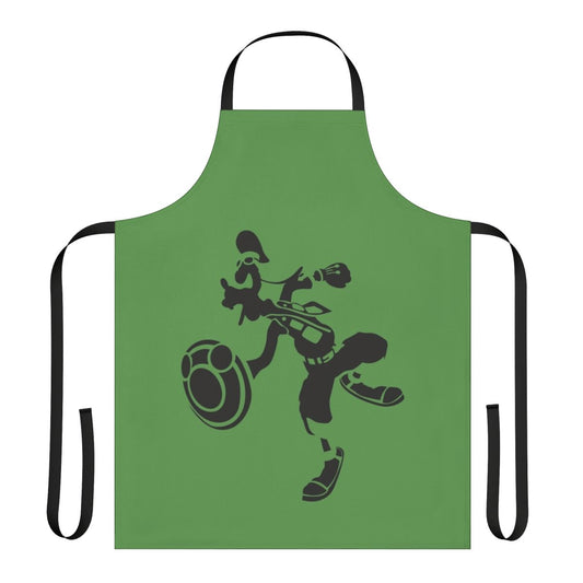 Goofy-themed apron with cinematic and video game design elements