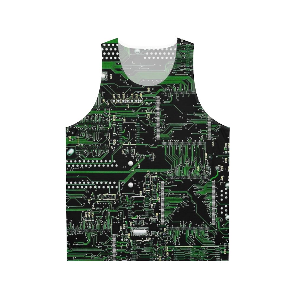 Circuit board green unisex tank top