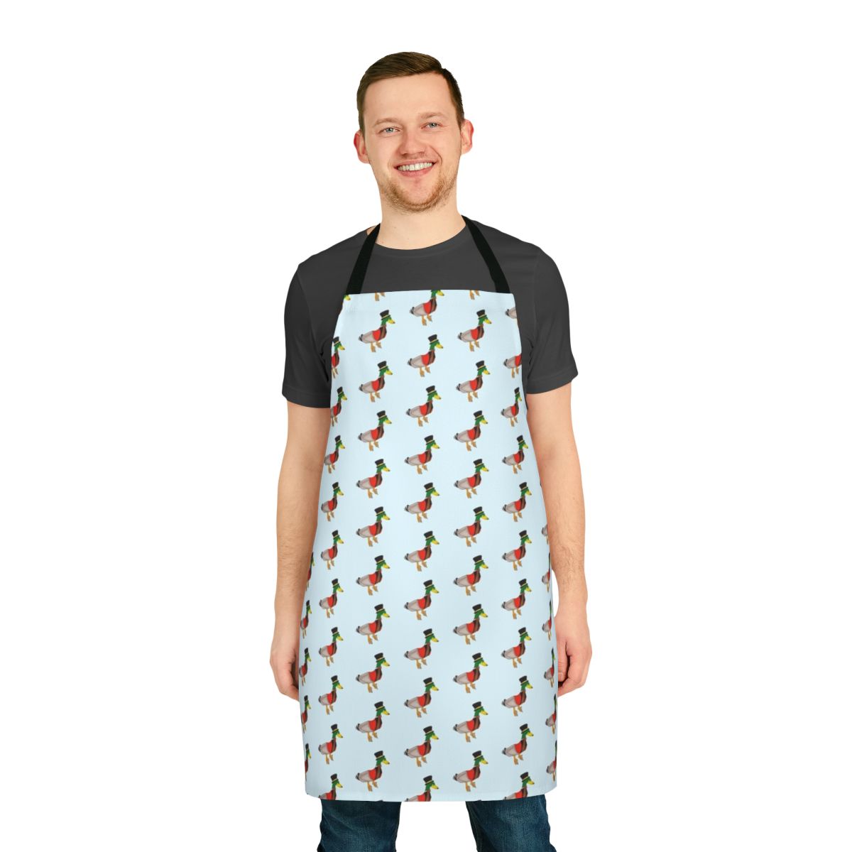 Ringmaster duck wearing a circus-themed apron