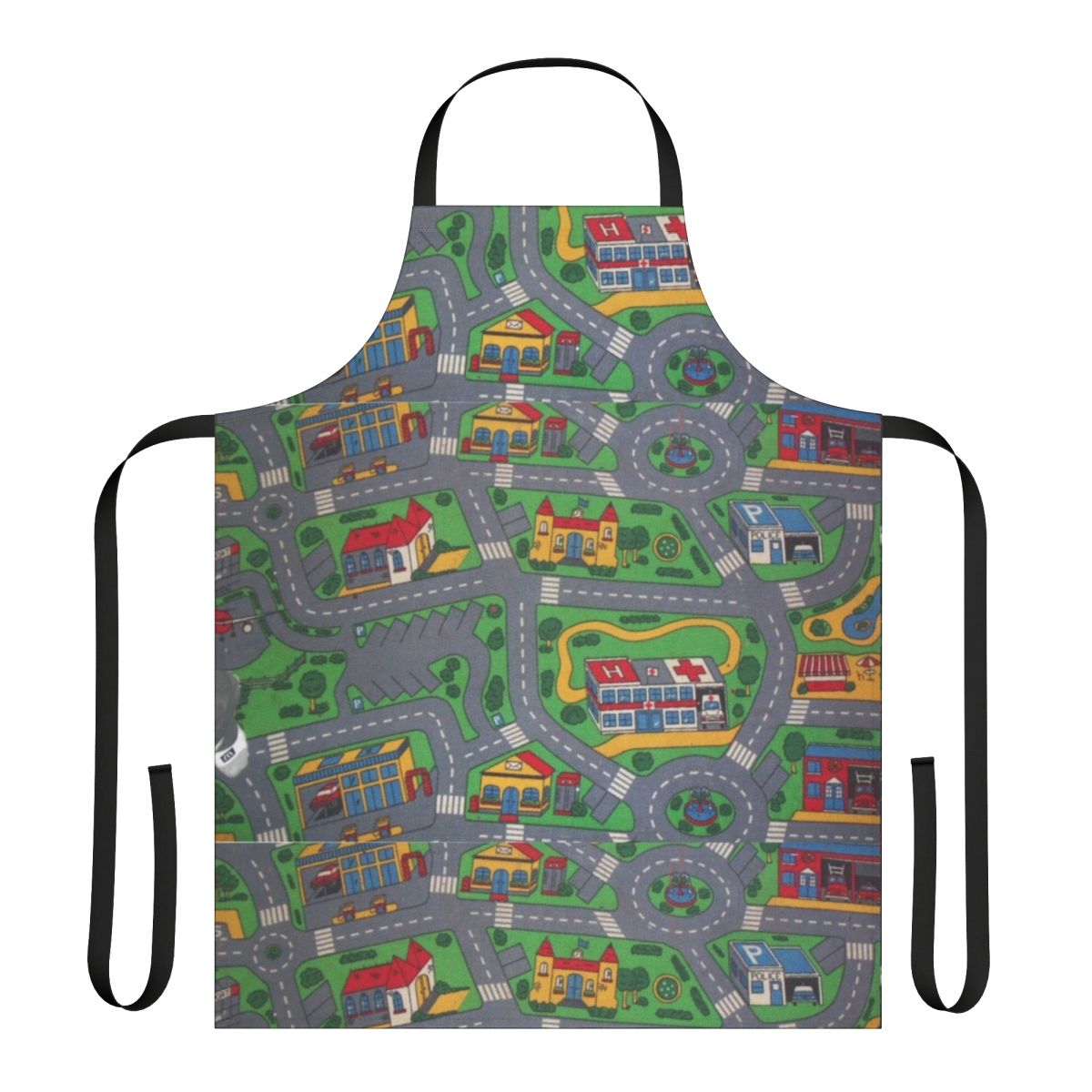 City Roads Play Mat Apron with detailed map design for kitchen and home use