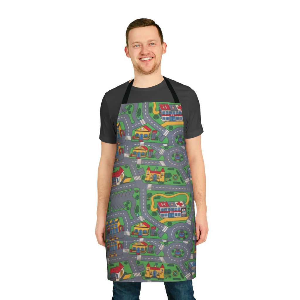 City Roads Play Mat Apron with detailed map design for kitchen and home use