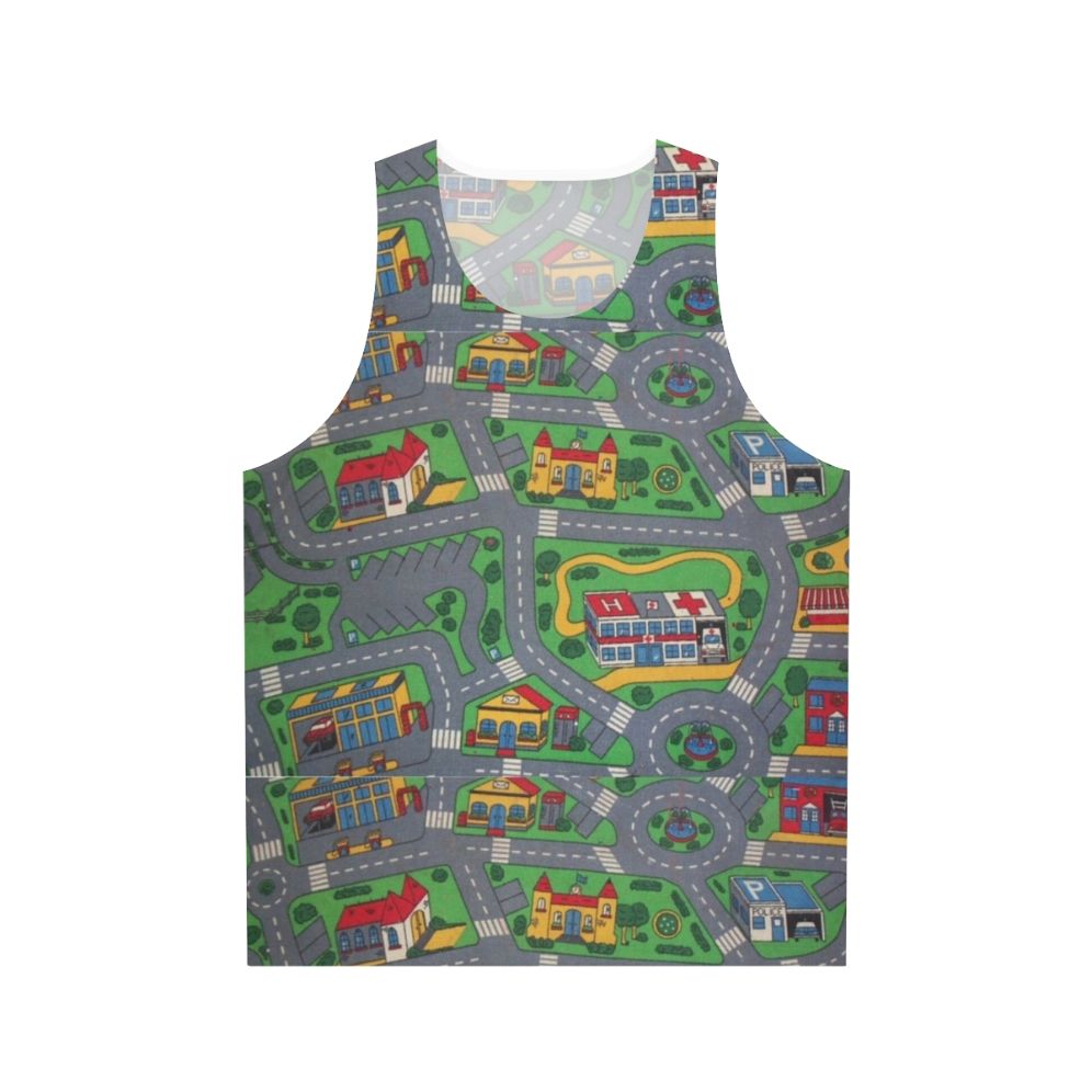Cityscape play rug unisex tank top