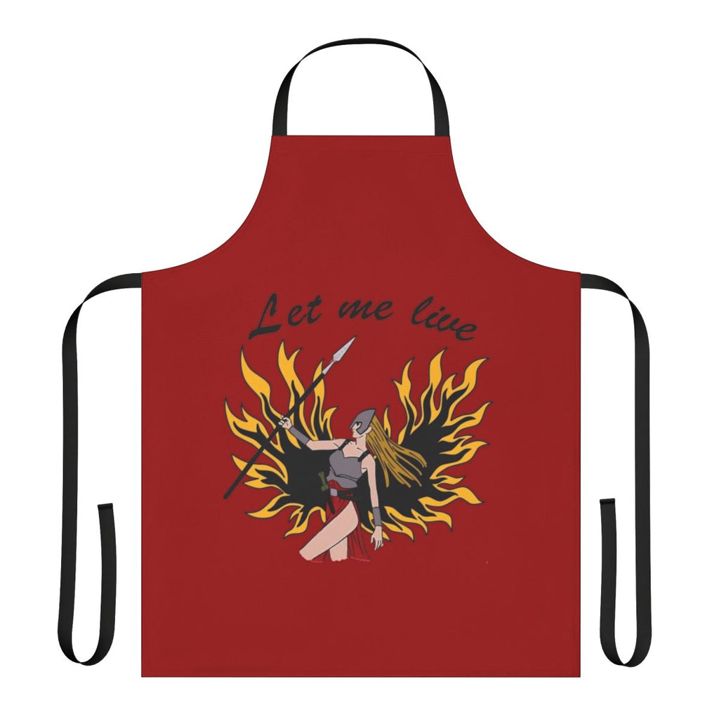 Claire Redfield Resident Evil gaming apron with "Let Me Live" text