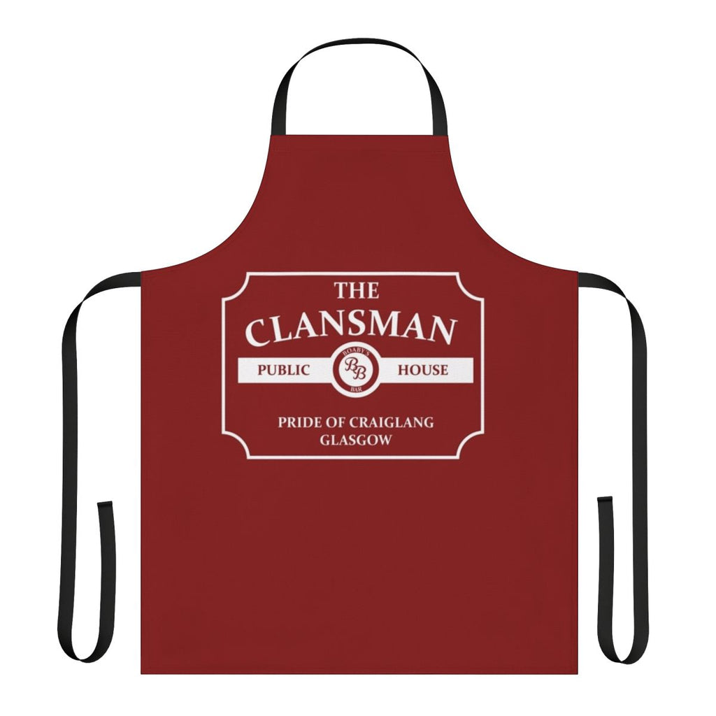 Clansman Pub themed apron with Still Game characters