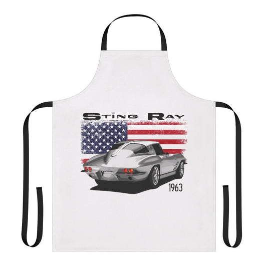 A high-quality apron featuring the iconic design of the 1963 Chevrolet Corvette Stingray.