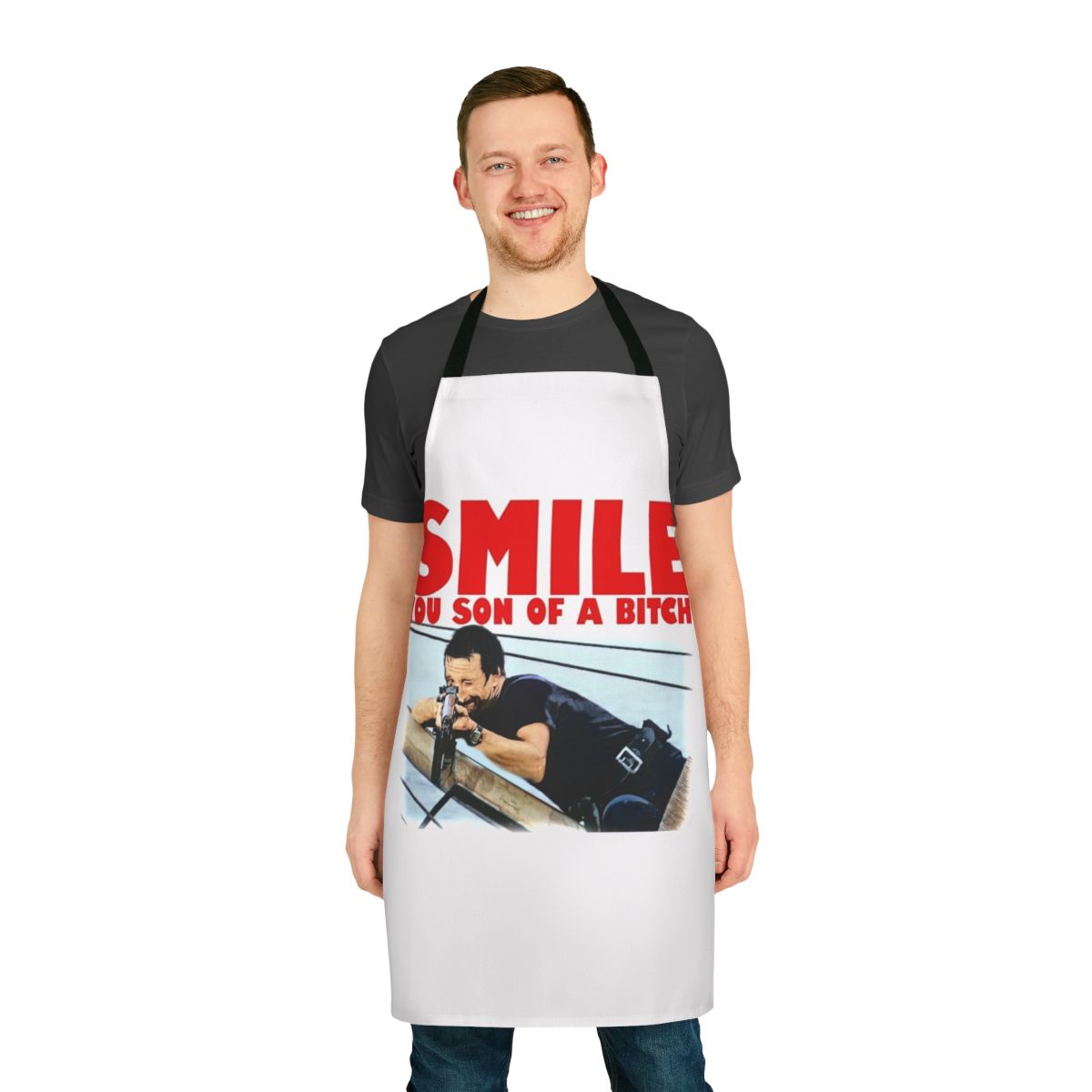 Jaws horror movie inspired apron with shark and movie quote