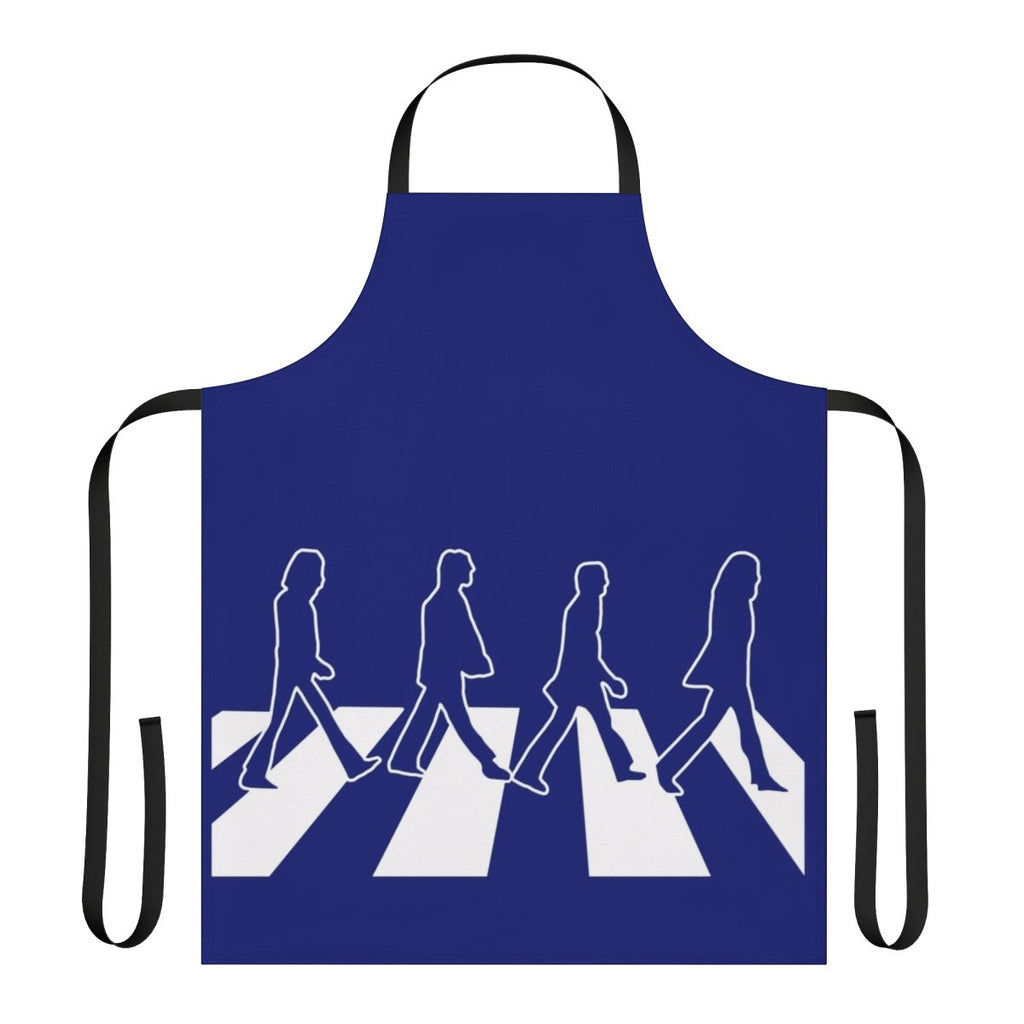 An apron featuring the iconic Abbey Road album cover design by The Beatles