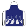 An apron featuring the iconic Abbey Road album cover design by The Beatles
