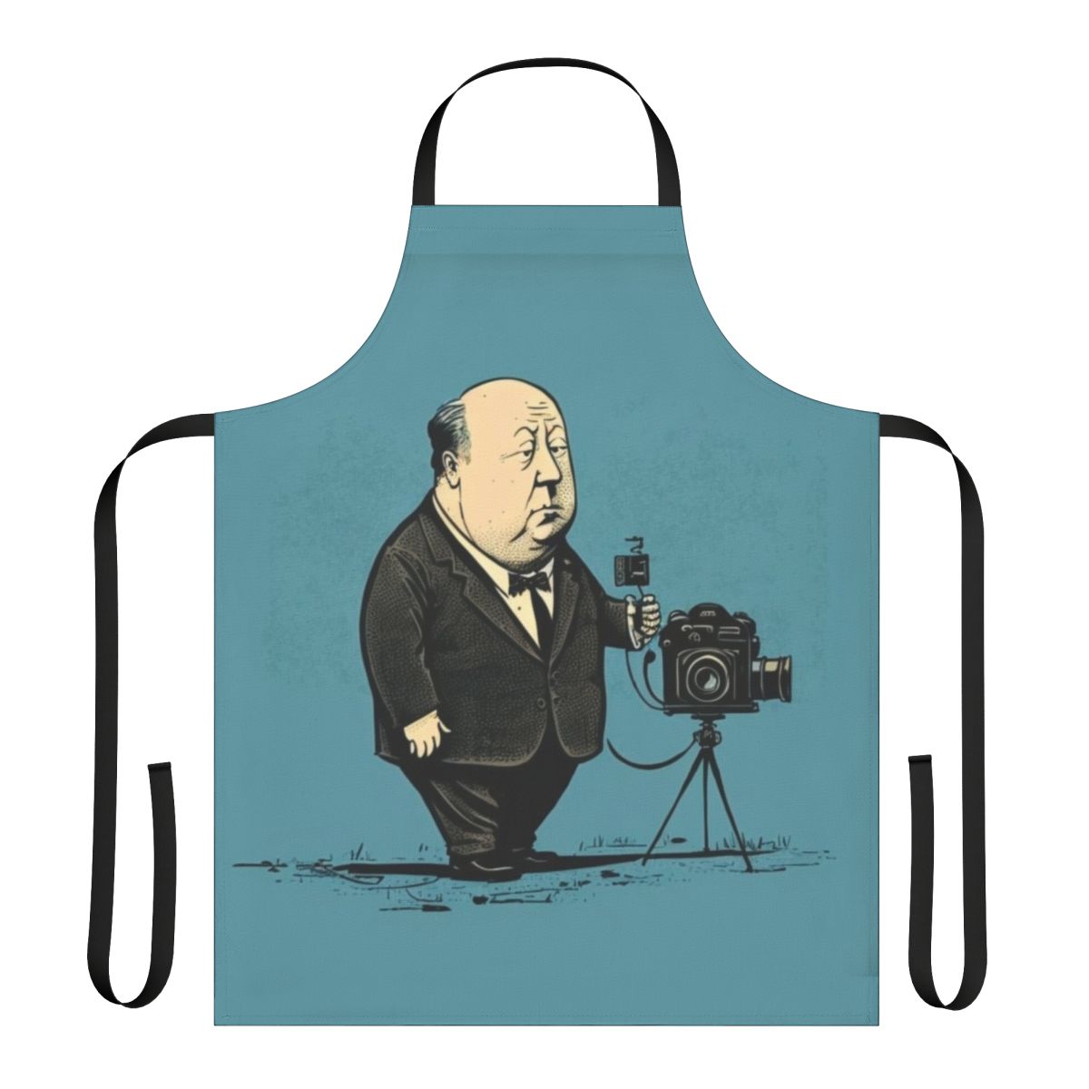 Alfred Hitchcock illustration printed on a high-quality apron