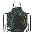 An apron featuring the iconic silhouette of Alfred Hitchcock and the title of his classic film Vertigo