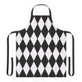 Black and white harlequin patterned apron