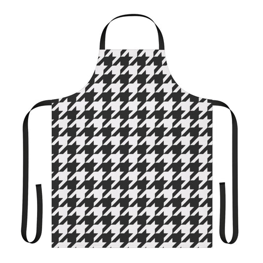 Black and white houndstooth pattern apron