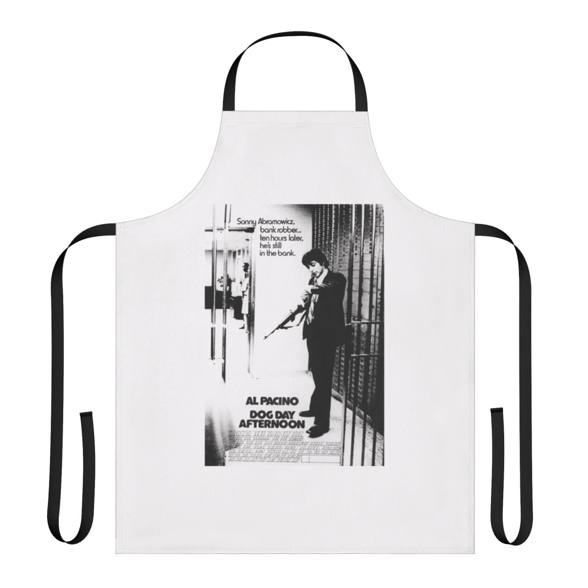 Classic cinema apron featuring a collage design from the 1975 film Dog Day Afternoon starring Al Pacino