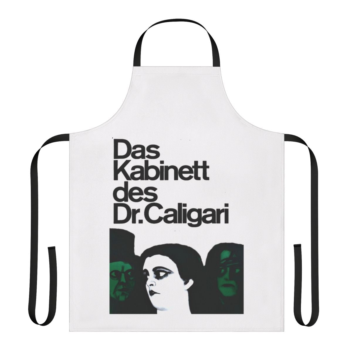 Vintage-style apron featuring the iconic movie poster for the classic silent film "The Cabinet of Dr. Caligari" with Conrad Veidt.