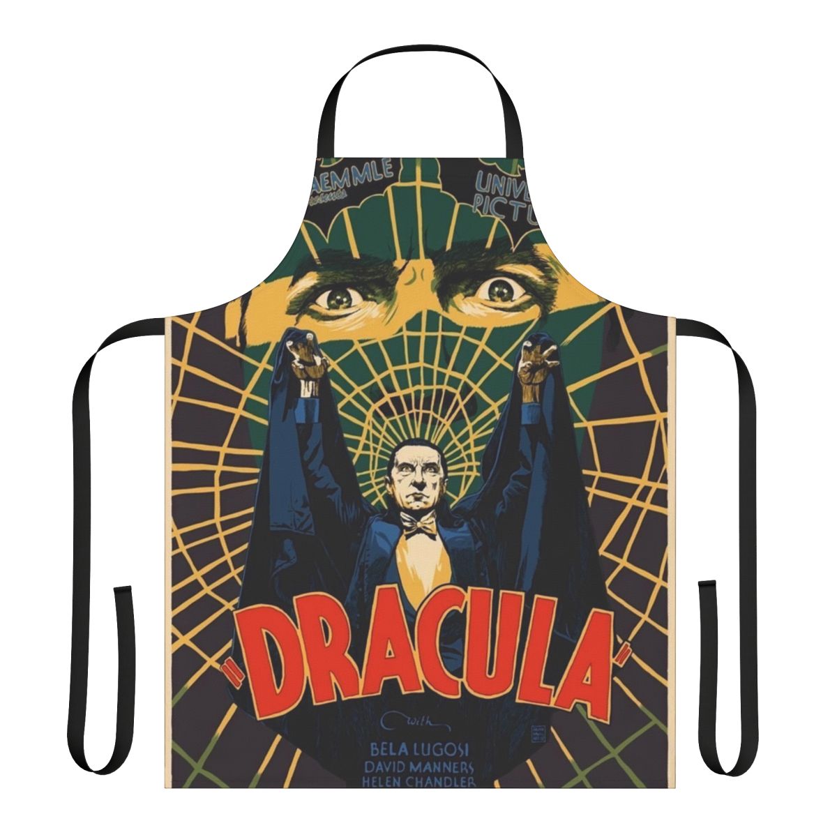 Vintage-style apron featuring Bela Lugosi as Dracula from the classic 1931 horror film