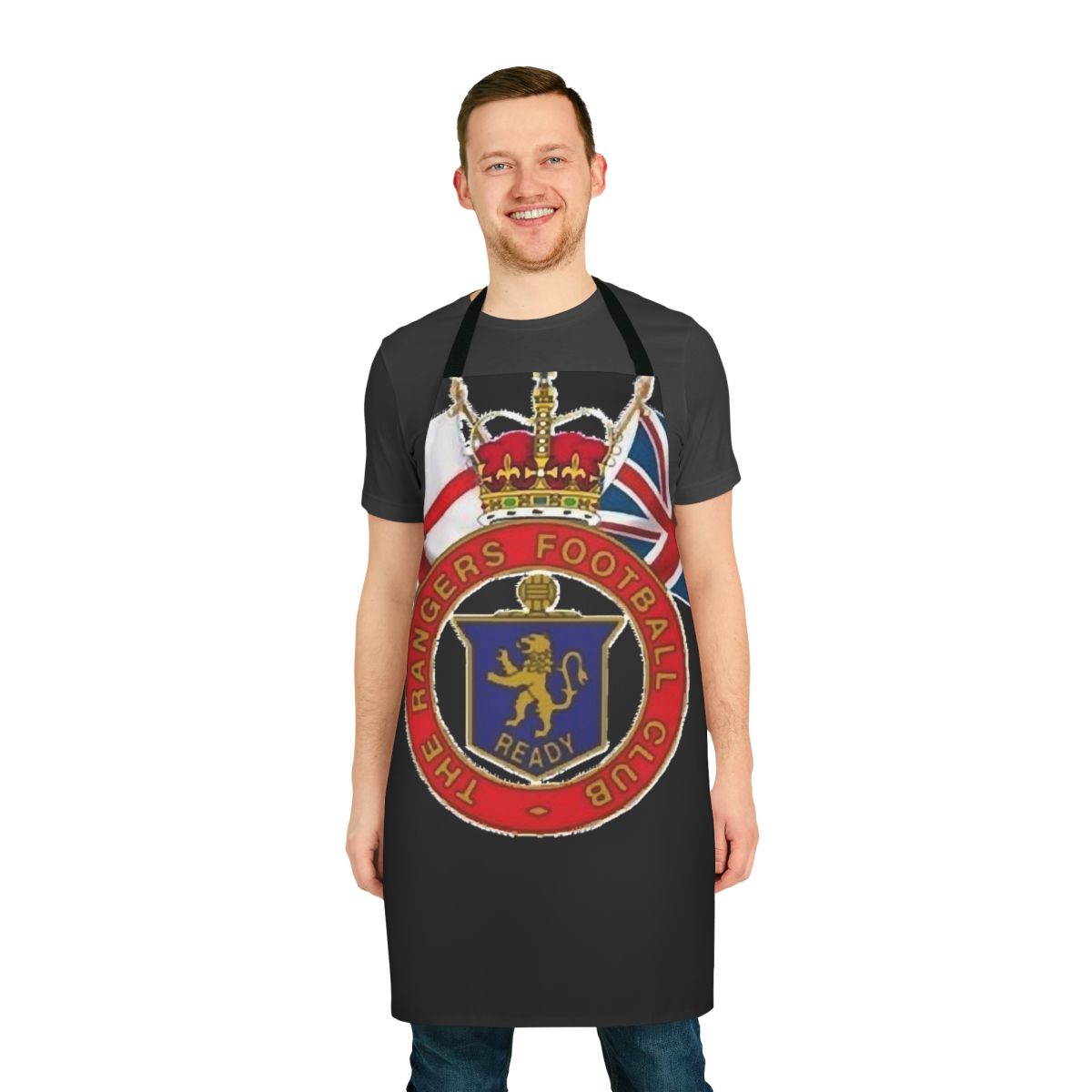 A high-quality classic apron featuring the iconic logo of The Rangers Football Club.