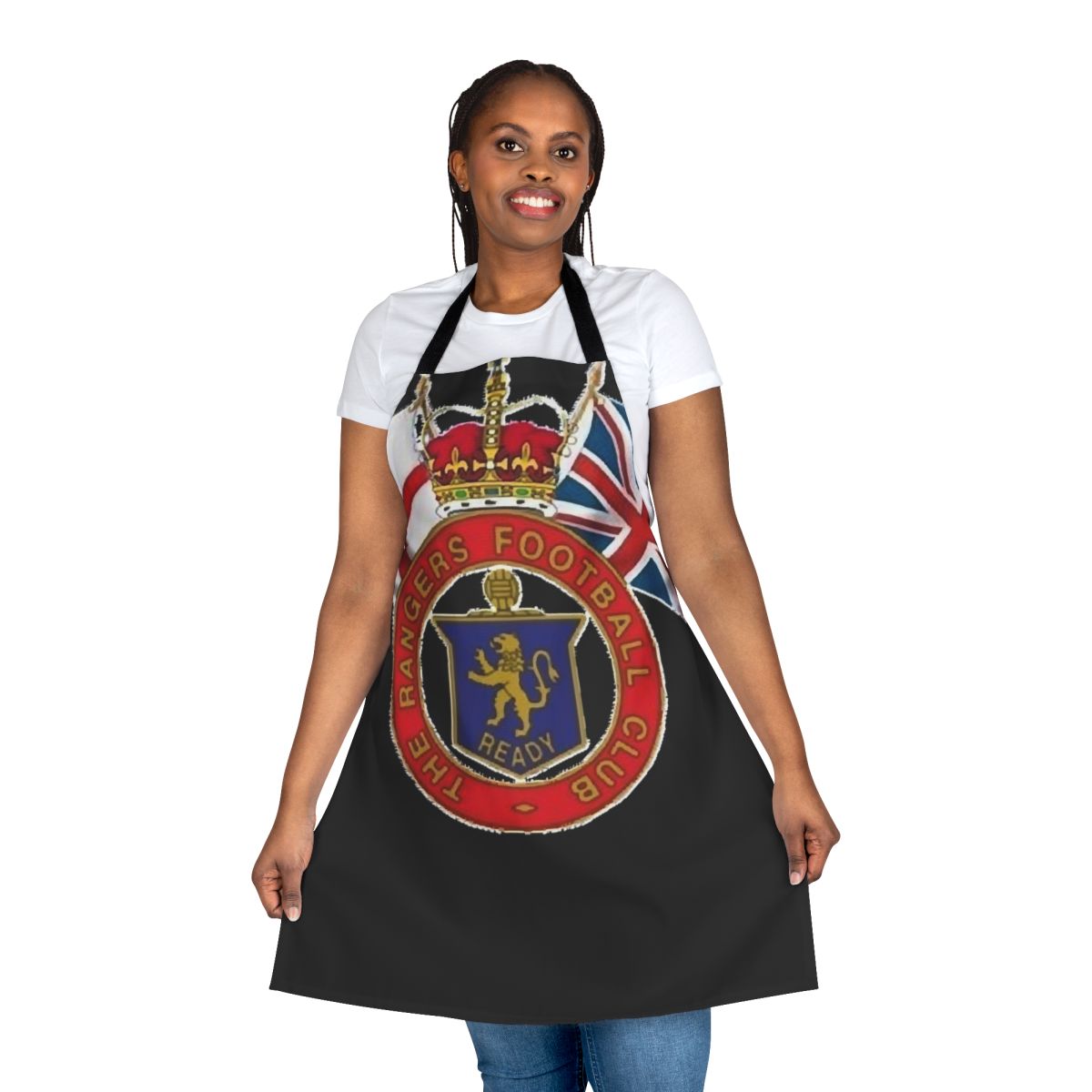A high-quality classic apron featuring the iconic logo of The Rangers Football Club.