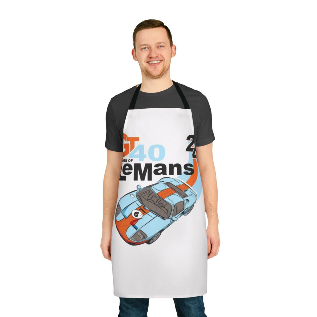 Classic Ford GT40 inspired apron featuring a vintage motorsport graphic design