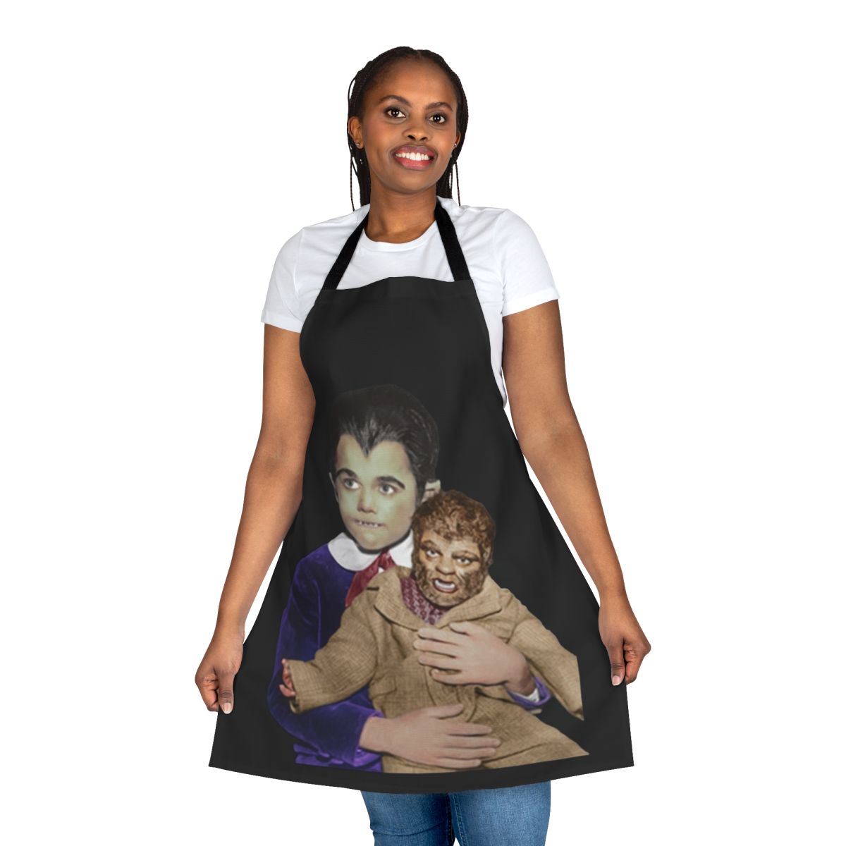 "Classic The Munsters-inspired apron featuring Eddie Munster, the werewolf son of Lily and Herman Munster."