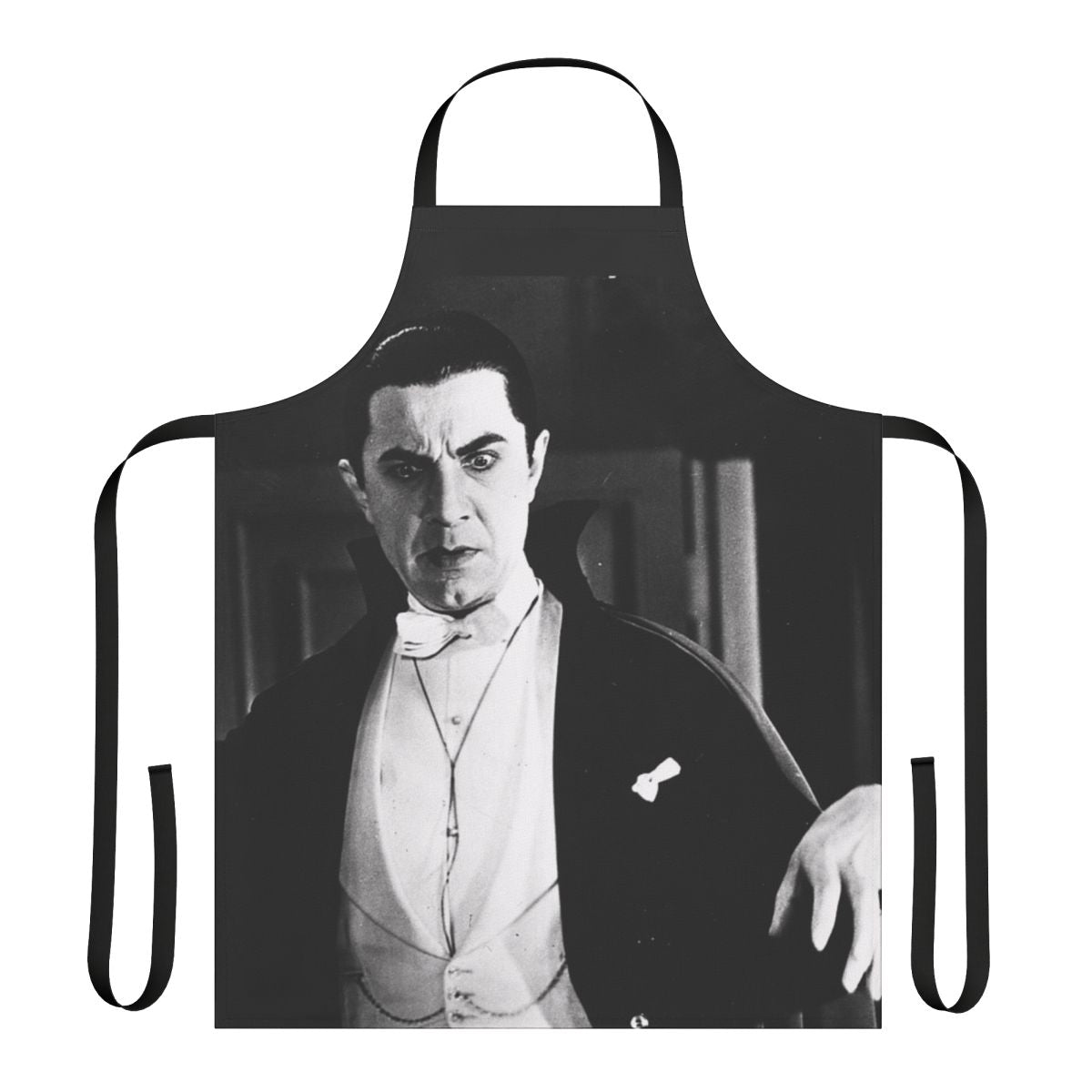 A classic horror-inspired apron featuring Dracula and vampiric imagery