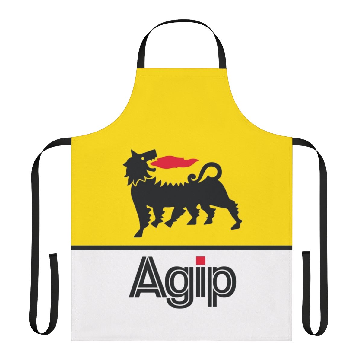 Classic Italian automotive logo apron featuring the Agip Lubricants logo from 1968-1998