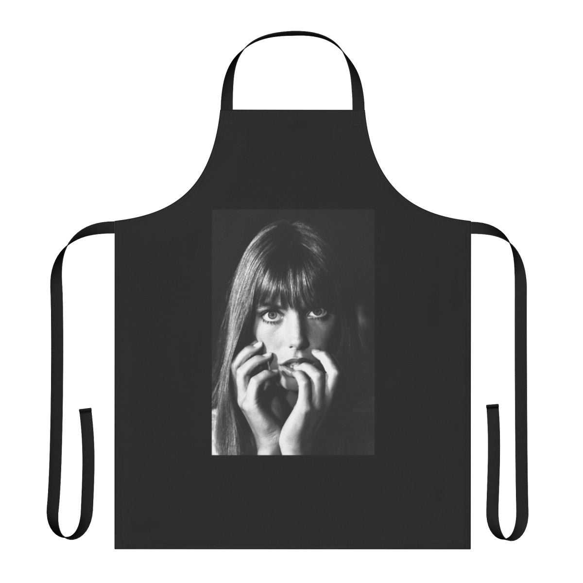 A classic black and white apron design inspired by the iconic Jane Birkin and French singer Serge Gainsbourg.
