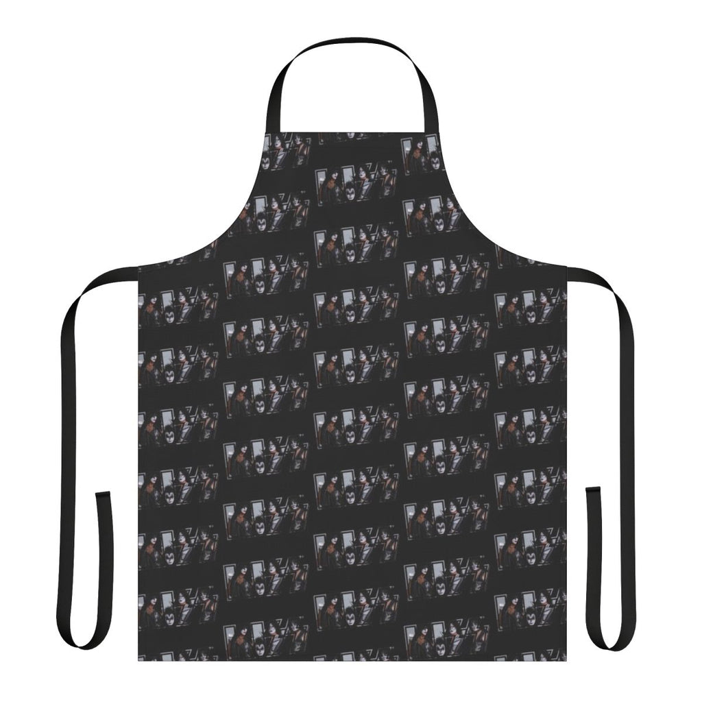 Dark apron featuring the classic logo design of the hard rock band KISS