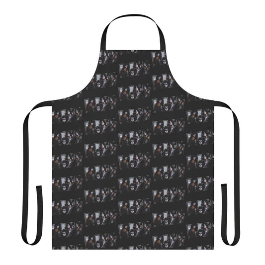 Dark apron featuring the classic logo design of the hard rock band KISS