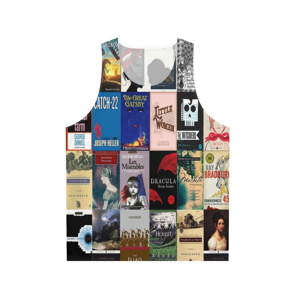Unisex tank top with classic literature book covers design