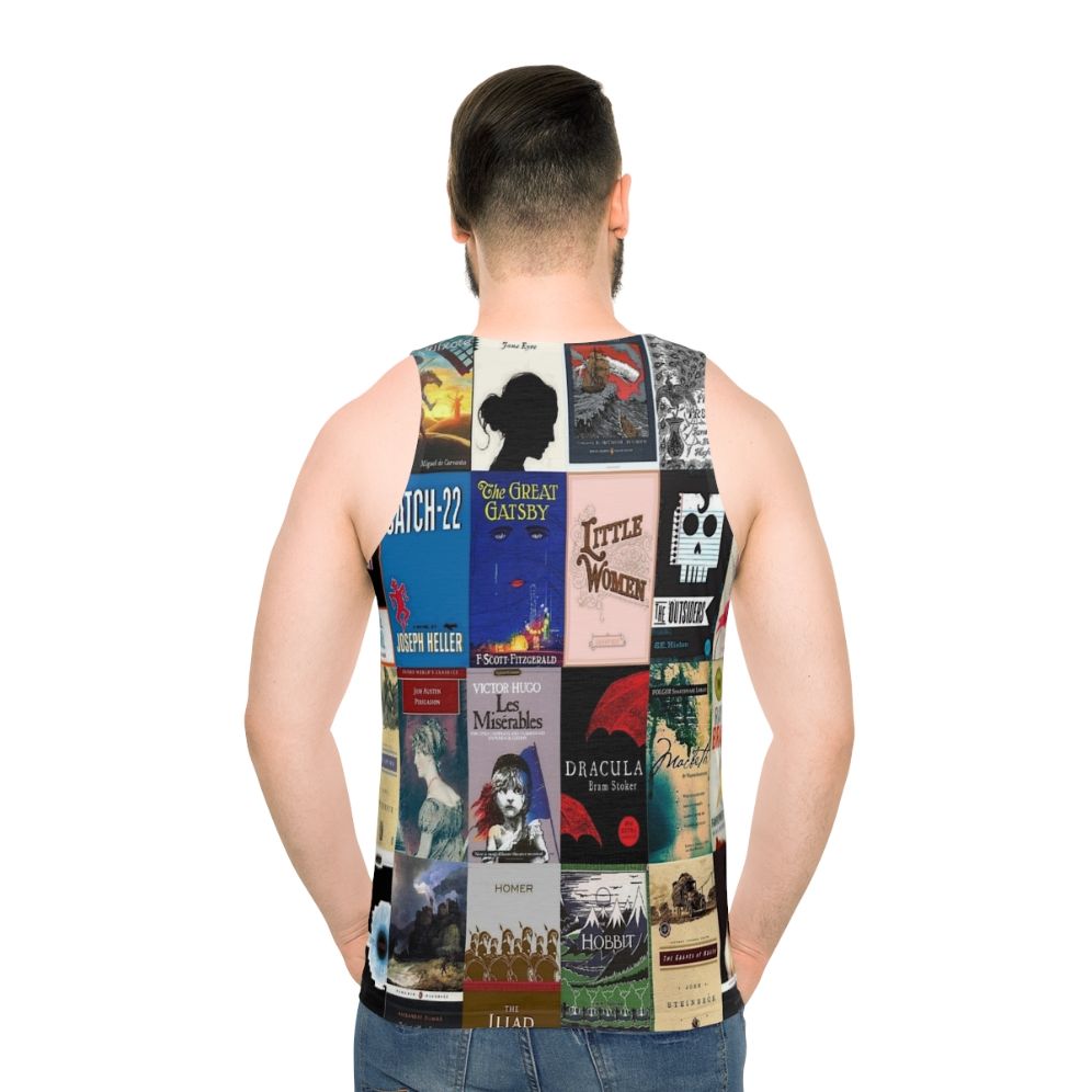 Unisex tank top with classic literature book covers design