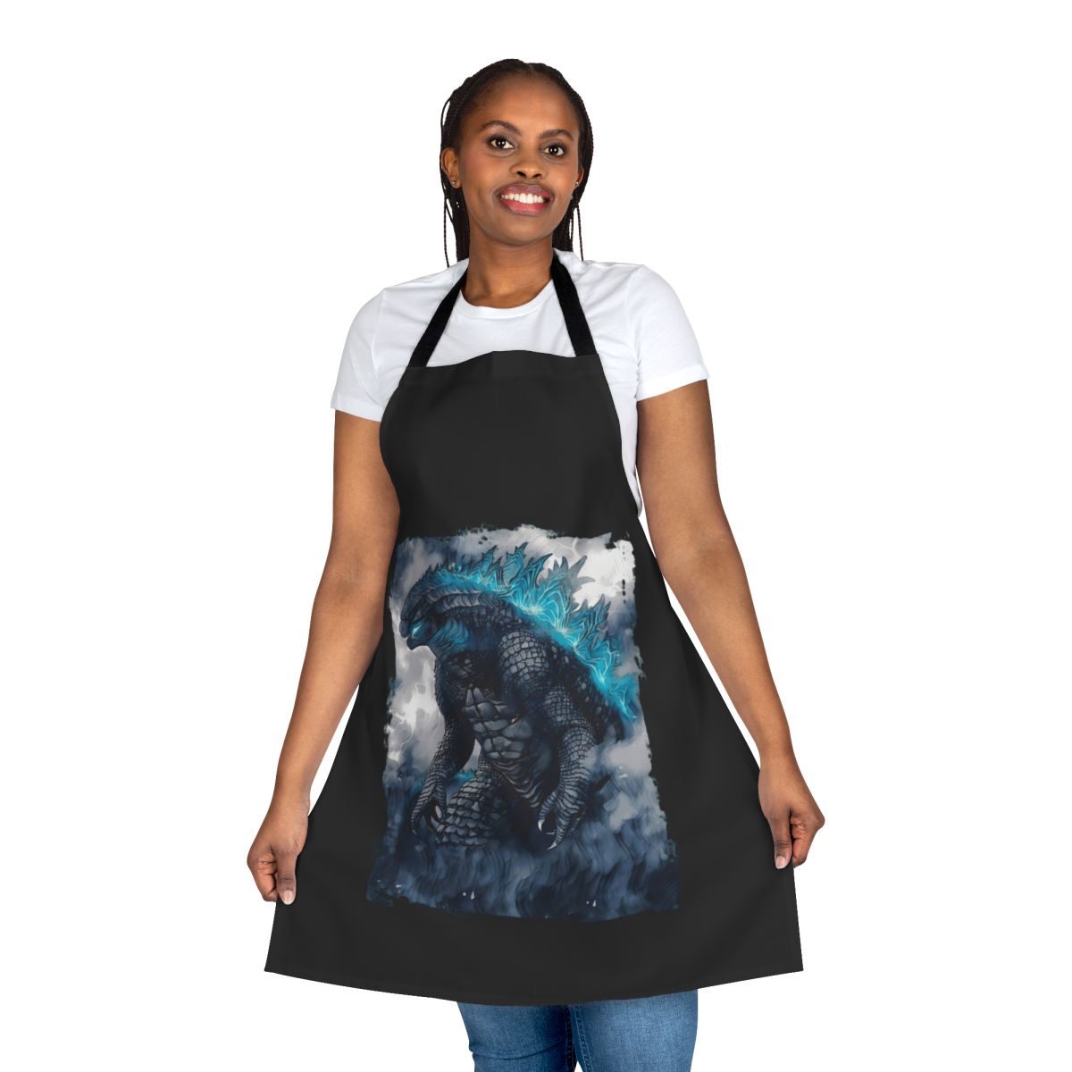 Classic Godzilla vs Kong monster movie themed apron