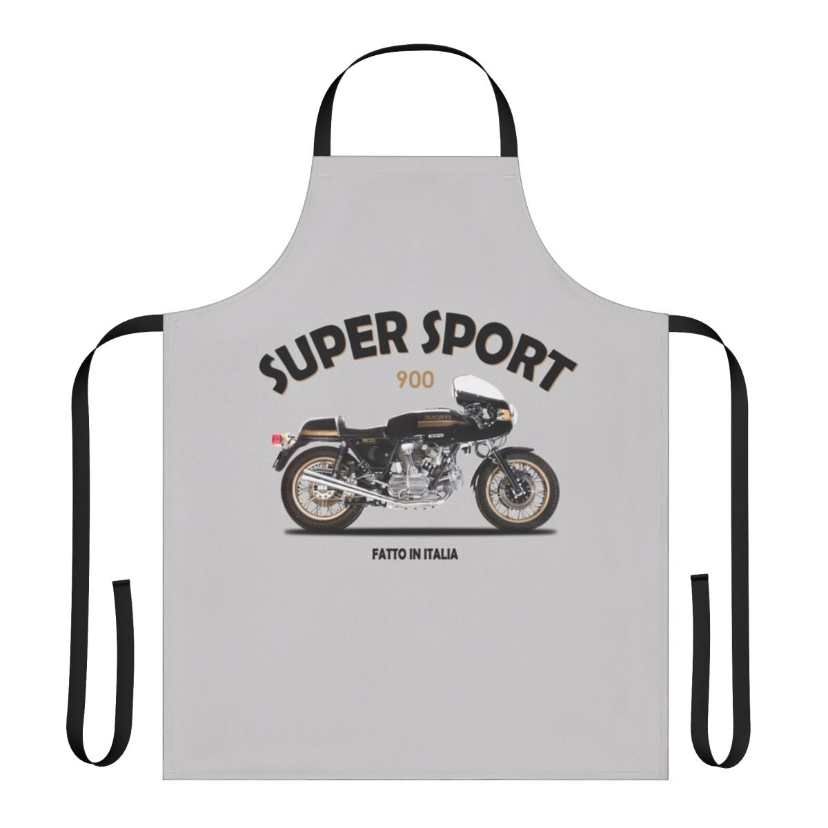 A stylish and durable apron featuring the design of a classic 900 super sport motorcycle.