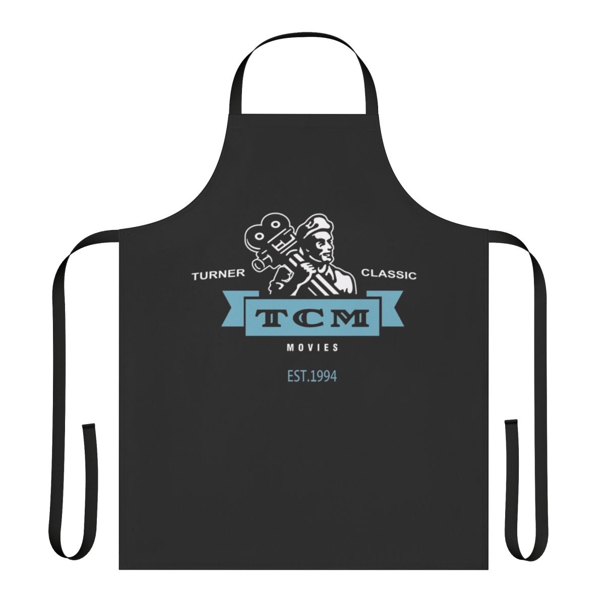 Stylish retro apron featuring the Turner Classic Movies logo and vintage movie design