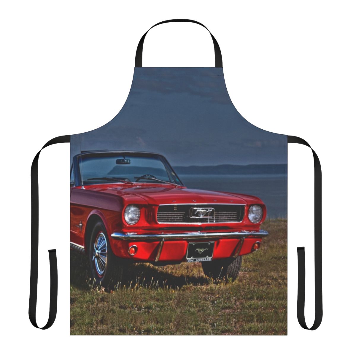 Classic 1966 Ford Mustang Convertible Apron with Vintage Red Design