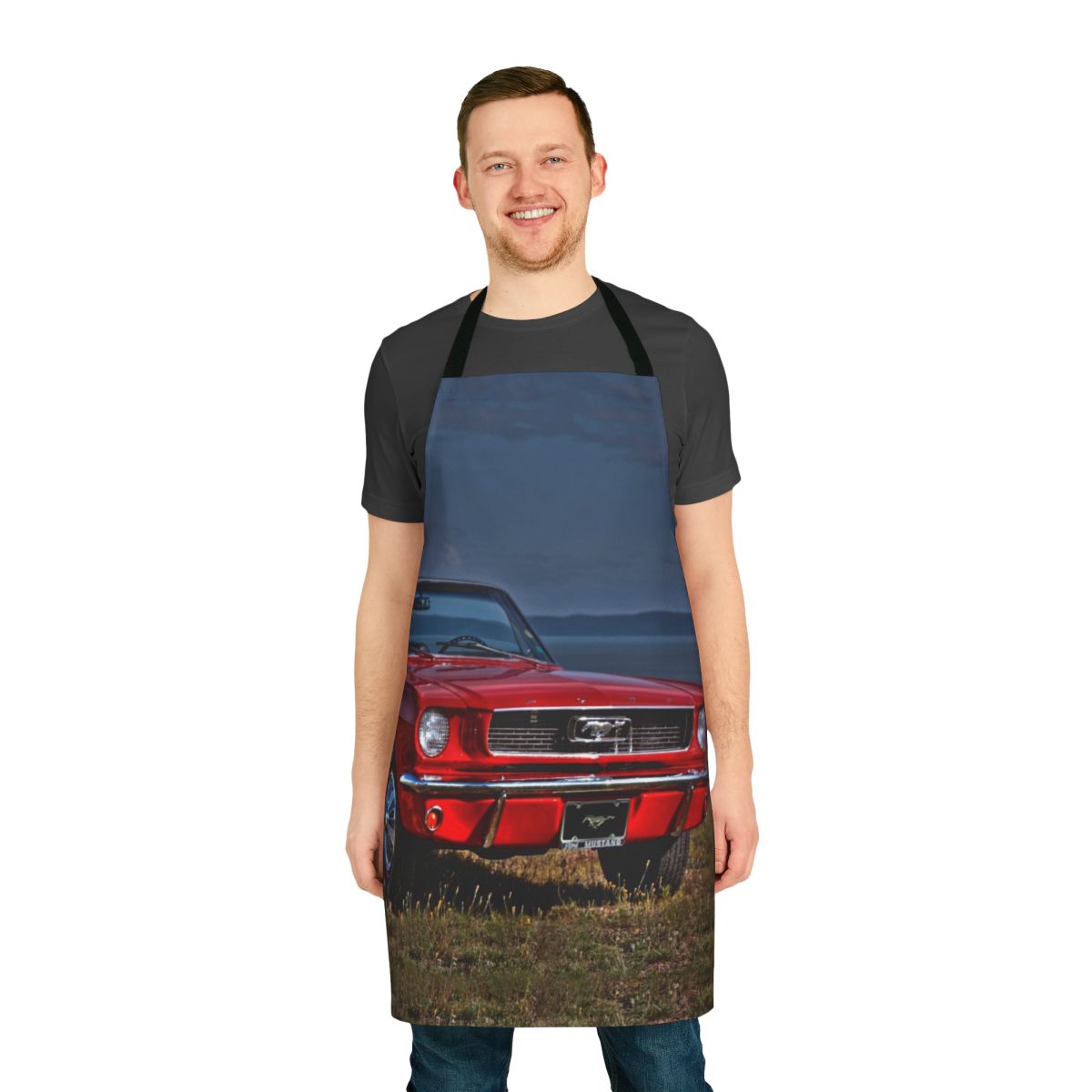 Classic 1966 Ford Mustang Convertible Apron with Vintage Red Design