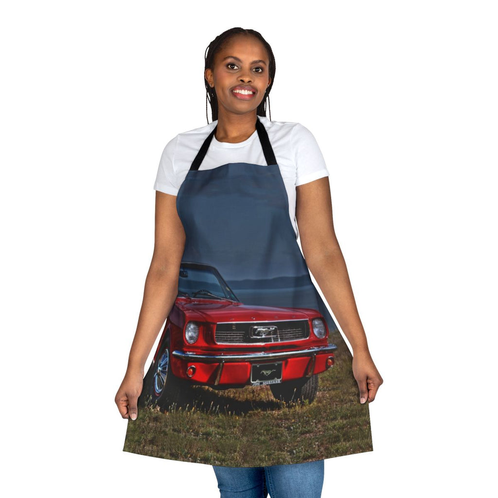 Classic 1966 Ford Mustang Convertible Apron with Vintage Red Design