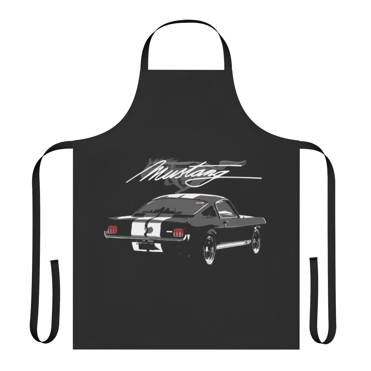 Classic 1965 Ford Mustang Fastback coupe design on an apron