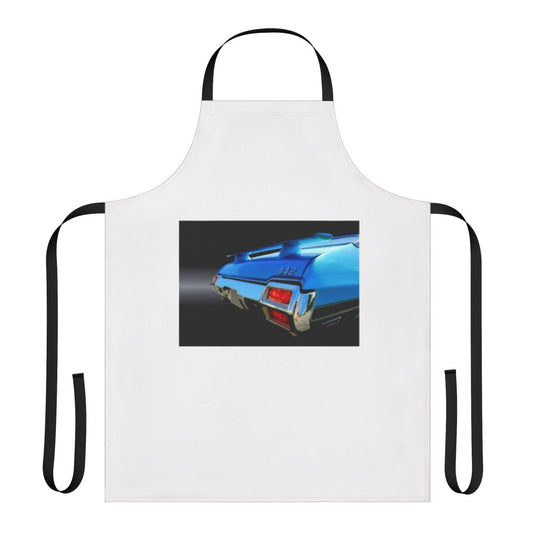 Vintage-style apron featuring the iconic 1971 Oldsmobile 442 muscle car design