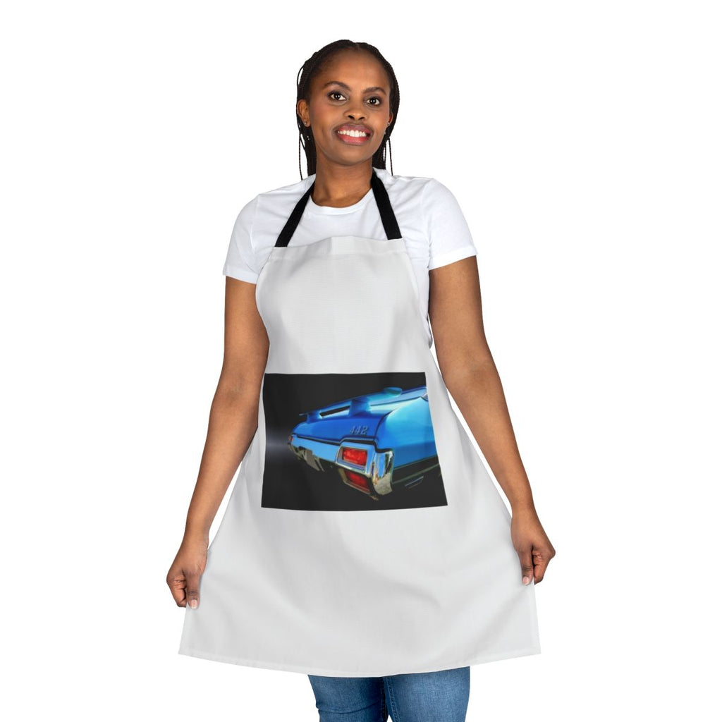 Vintage-style apron featuring the iconic 1971 Oldsmobile 442 muscle car design