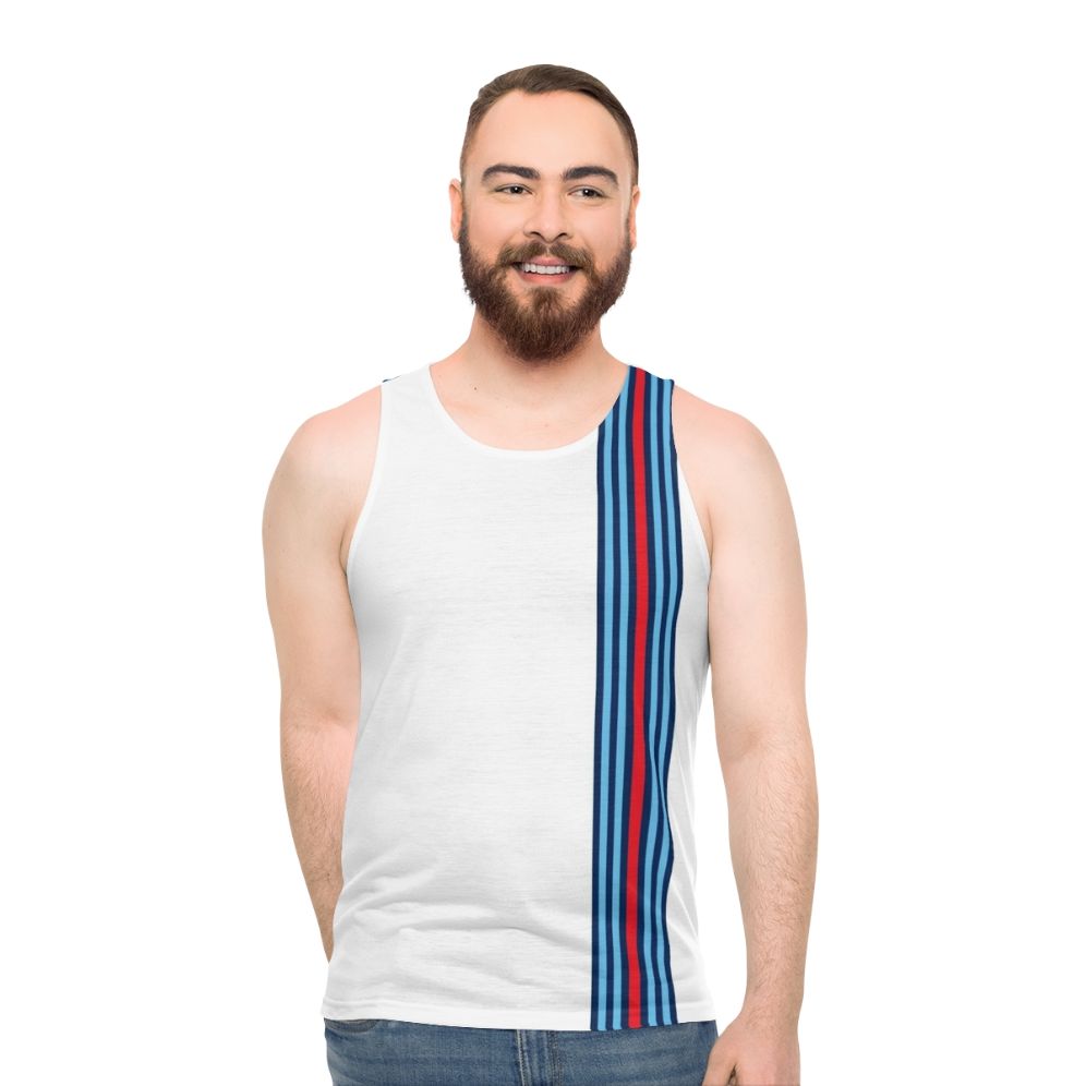 Classic racing stripe unisex tank top