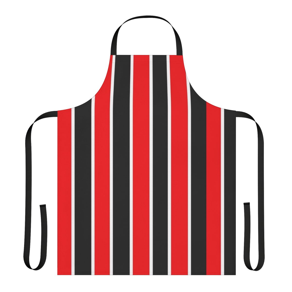 Red, white and black striped cotton apron
