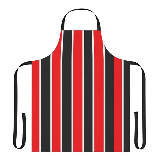 Red, white and black striped cotton apron