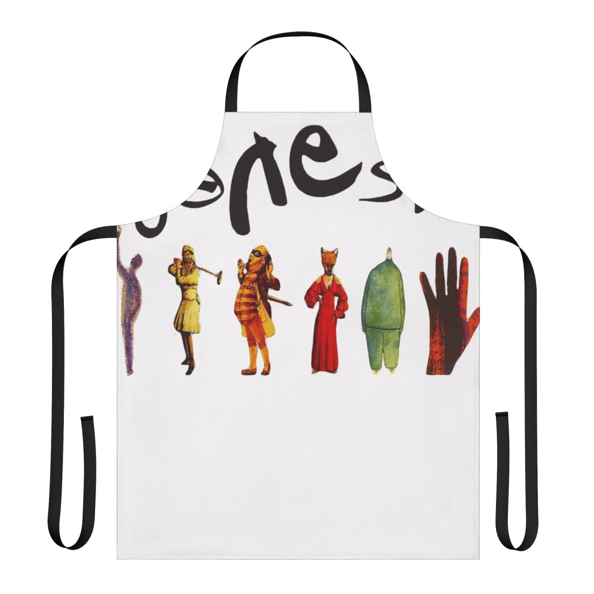Classic rock band inspired apron with adjustable neck strap and waist ties
