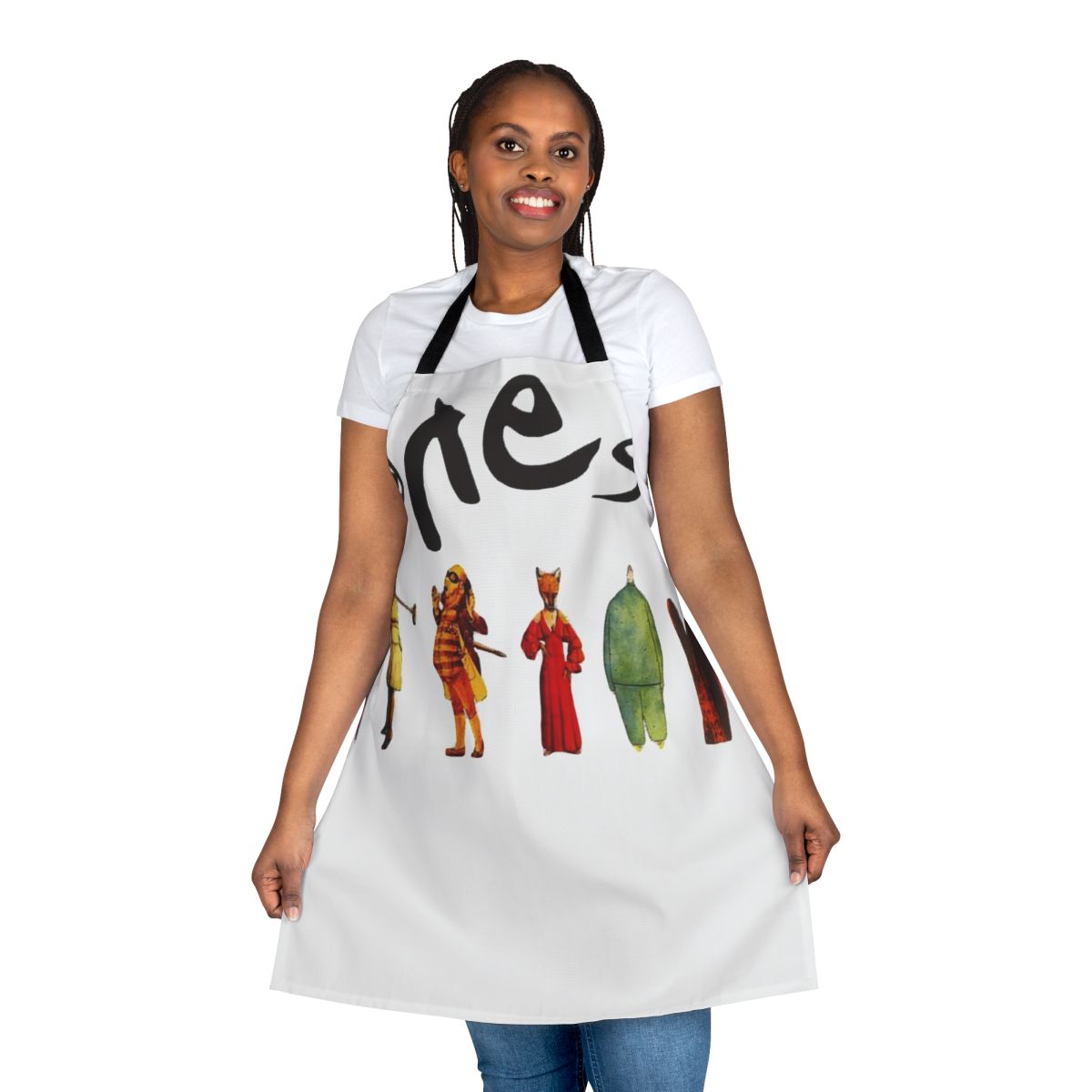 Classic rock band inspired apron with adjustable neck strap and waist ties